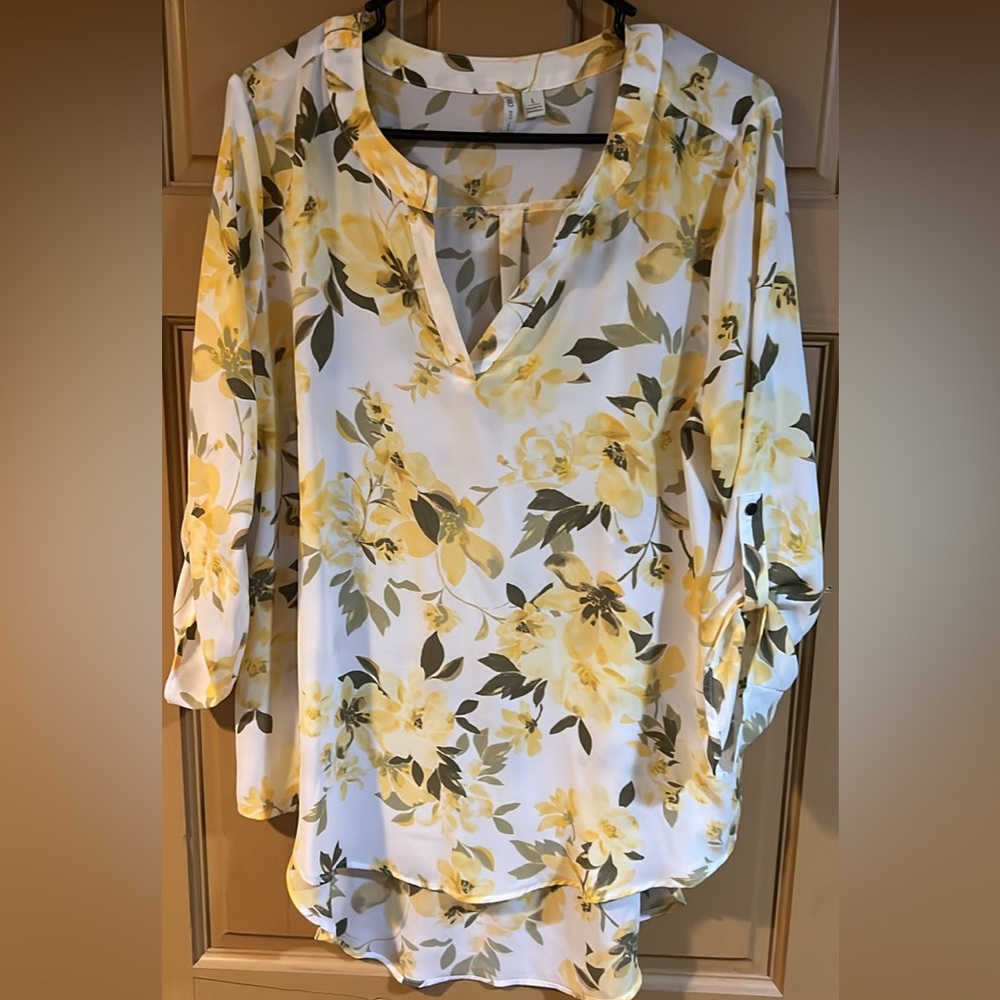 Floral Yellow and Green Women's Top
